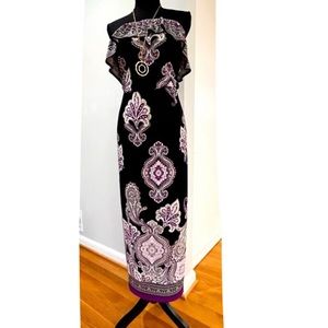Elegant Black and Purple Paisley Dress